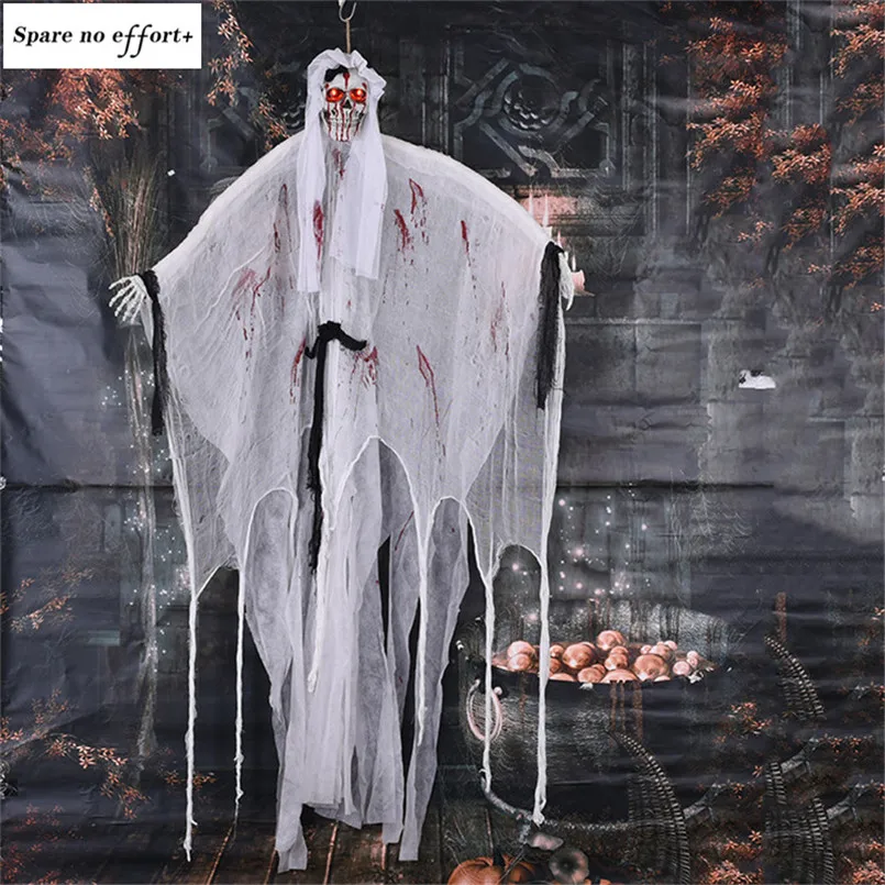 

Creepy Skeleton Face Hanging Ghost Halloween Decoration Horror Haunted House Electric Ghost Doll Halloween Decor Props Supplies