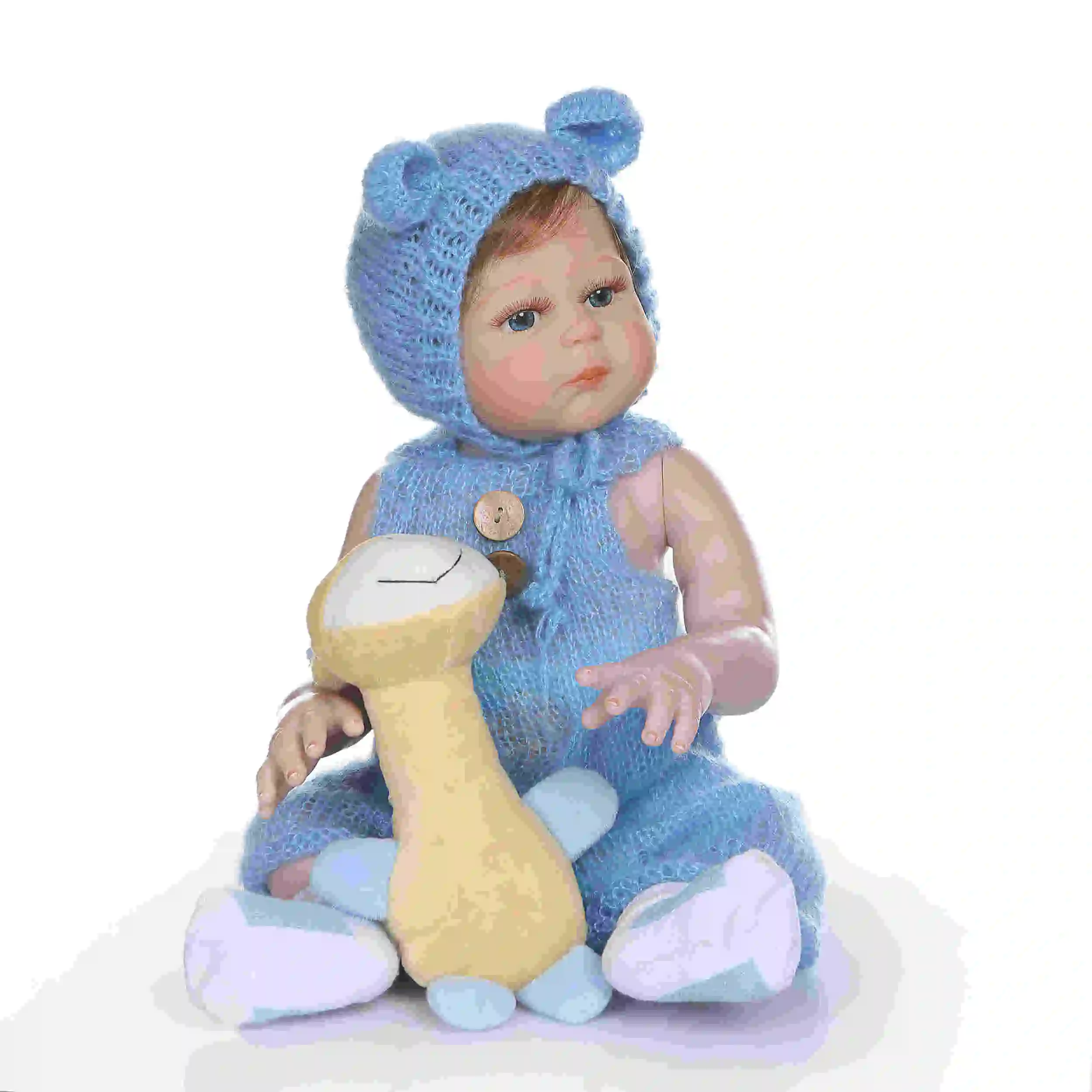 NPKCOLLECTION 48 см bebe Кукла-младенец Реалистичная тройки милый, для новорожденных кукла ручной детальную картину розово-выглядят всего тела силикона - Цвет: brown eye boy