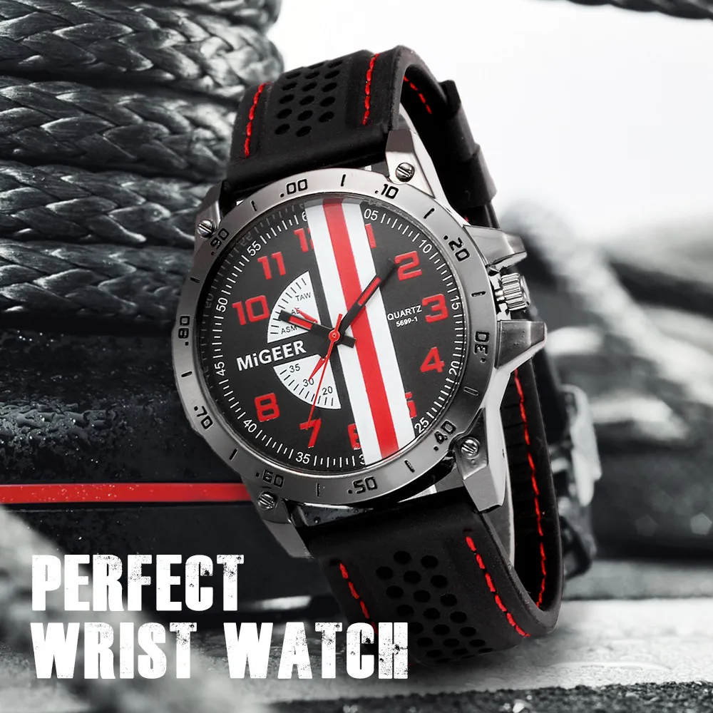 

2018 Hot Men Fashion Silicone strap Sport Cool Quartz Hours Wrist Analog Watch for Dropshipping
