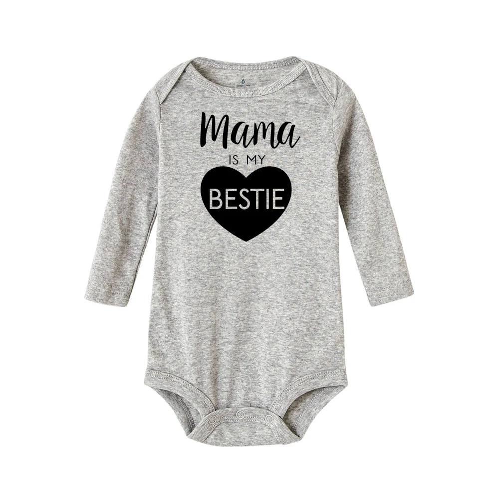 Mama Is My Bestie Newborn Bodysuit Jumpsuit Tiny Cottons Autumn White Long Sleeve Baby Bodysuits Boys Girls Soft Onesie Clothes - Color: R160-LRPGY