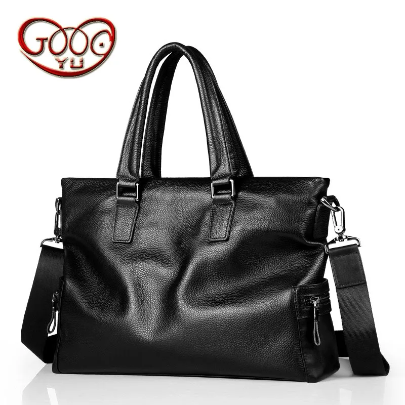 

Men's leather cross-style square zipper handbag cowhide men's business package solid color large capacity briefcase
