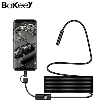 

3 in 1 Endoscope Inspection Camera Soft Cable 5.5mm 6Led Type C Micro USB for Android PC High Quality