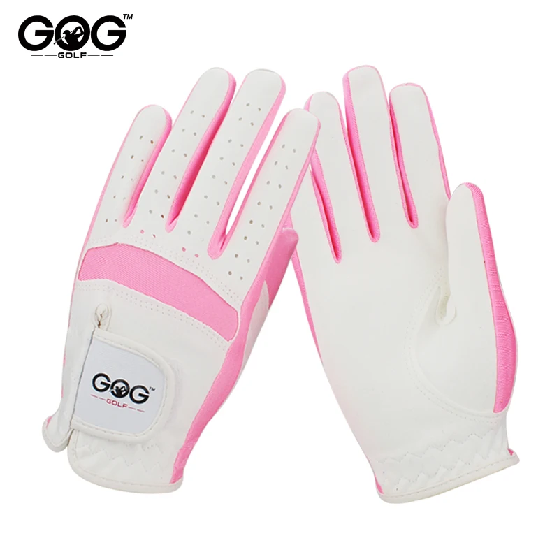 1 Pair Golf Gloves For Kids Left Right Hand Glove Breathable Soft Fabric Blue Pink Child Golf Glove