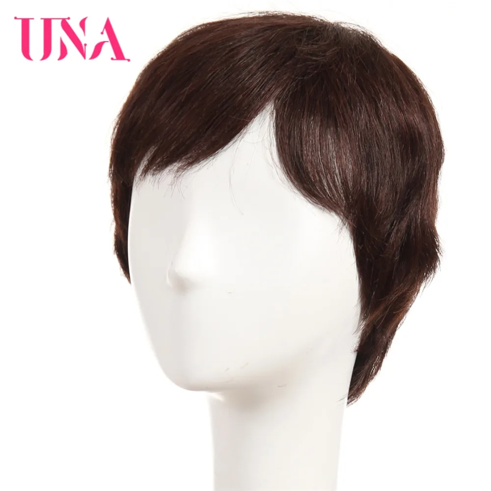 UNA человеческие волосы машинные парики для женщин Remy человеческие волосы 120% плотность прямые парики 6"