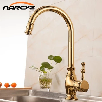 

Ktichen Faucet Luxury Golden Brass High Kitchen Sink Faucets Single Handle Swivel Spout Wash Basin Mixer Water Tap XT-169