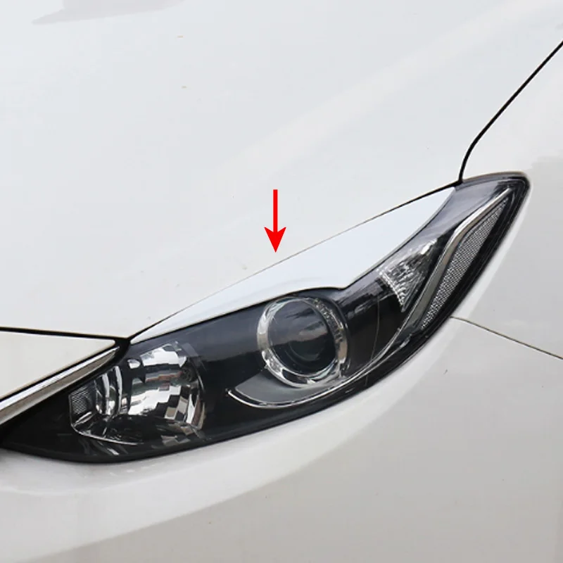 

ABS For MAZDA 3 AXELA Headlight Eyebrow Decorative Cover Trim 2013 2014 2015 2016 2pcs