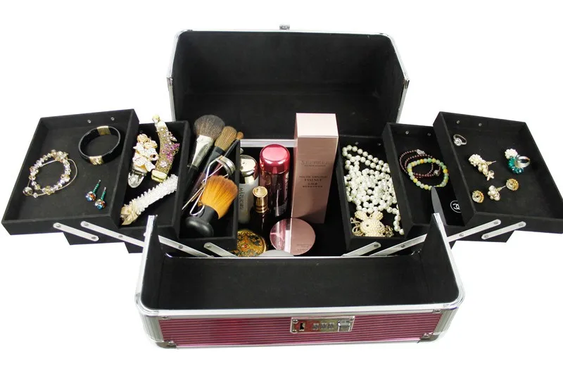 ABS панель с алюминиевой рамкой коробка для хранения Макияж Ювелирные изделия Органайзер красота случае