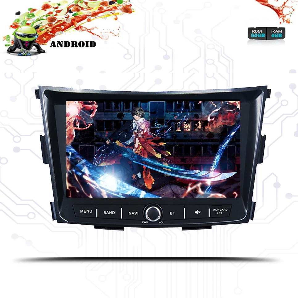 Excellent 8 Inch Android 9.0 HD IPS 4+64GB CAR DVD PLAYER Multimedia GPS RADIO For SSANGYONG TIVOLI 2015 2016 2017 2018 OBD Stereo Audio 2