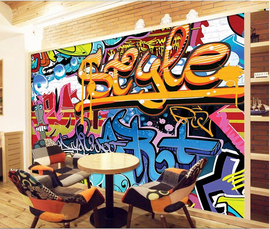 3d壁紙用ルーム落書きアルファベットアート壁壁画3d壁紙現代のリビングルームの壁紙 3d Wallpaper For Room 3d Wallpaperwallpaper Modern Aliexpress