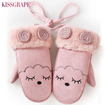 

Kids Winter Gloves Girls Warm Mittens Child Cute Cartoon Cat Outdoor Sports Mittens for Boys Children's Ski Gloves Guantes 3-6 Y