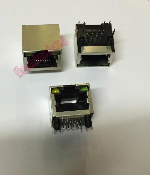 

20PCS/Lot RJ45 8P8C Female Jack Connector Steel Shield Network 90 Degree With LED