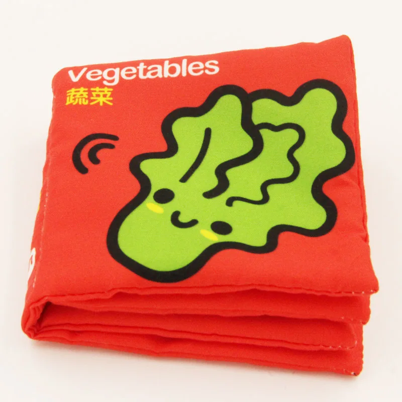 Детские игрушки книжки из мягкой ткани звук шелеста Младенческая Развивающая погремушка в коляску игрушка новорожденная кроватка детские игрушки 0-36 месяцев - Цвет: Vegetables