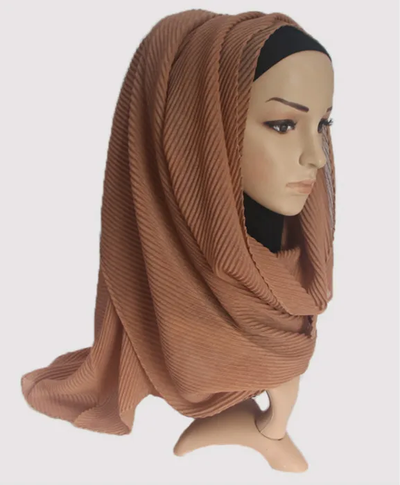 camel 1 шт. Для женщин плиссированные морщинка Hijab шарф мусульманский головной Обёрточная бумага шаль жатый шарф большой Размеры 180*80 см 22 цвета - Цвет: camel