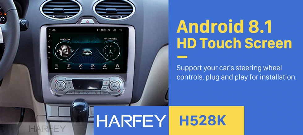 Perfect Harfey 9" HD Touchscrren Android 8.1 for Ford 2004-2011 Focus Exi AT Radio with GPS Navigation WIFI Bluetooth multimedia player 0