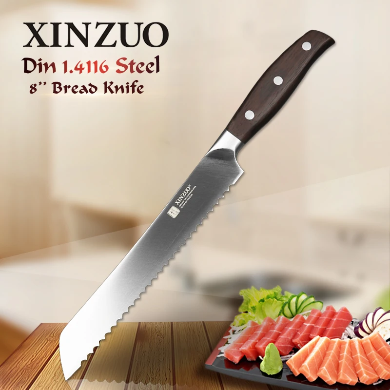 

XINZUO 8" inch Bread Knife GERMAN 1.4116 Stainless Steel Cake Knife Kitchen Knives High Quality Cook Tools with Rosewood Handle