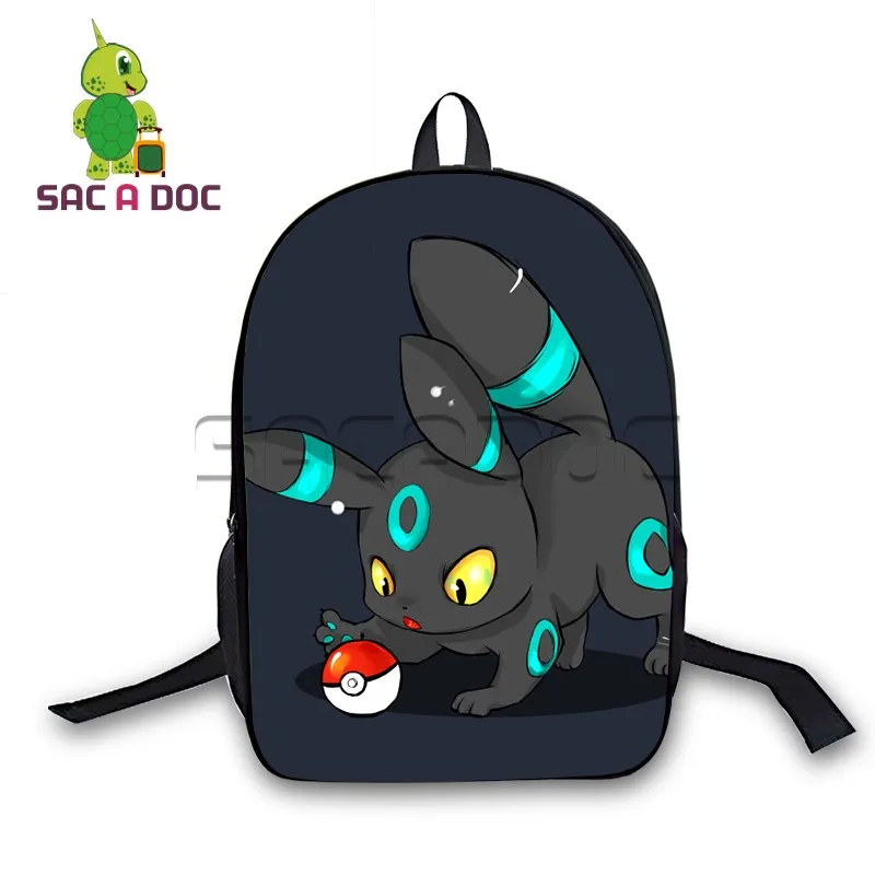 16 Inch Pokemon Backpack Boys Girls School Bags Chibi Umbreon Eevee Backpack for Teenagers Students Daily Bags Gift Backpack