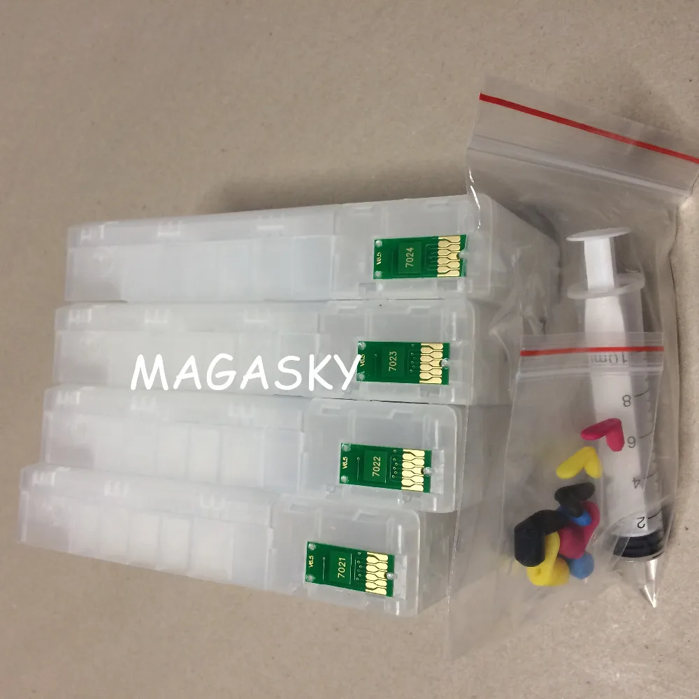 Refillable cartridges used for Epson Workforce Pro WP4535DWF PRO WP4025DW WP4545DTWF printer. with auto-reset chips |