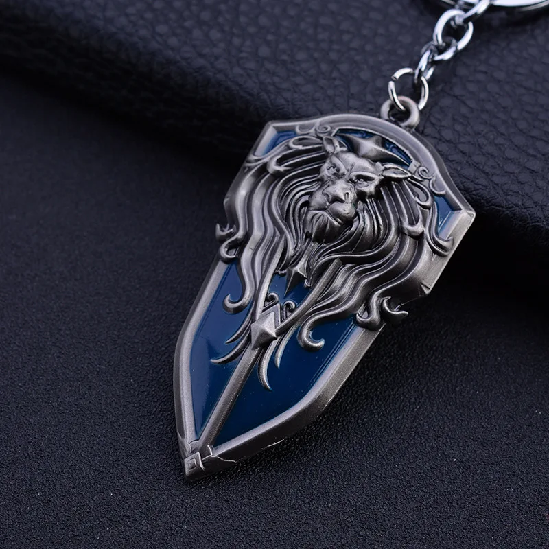 WOW Game World of Warcraft брелок со львом античный серебряный Голова короля льва Медный Сплав Подвеска для ключей