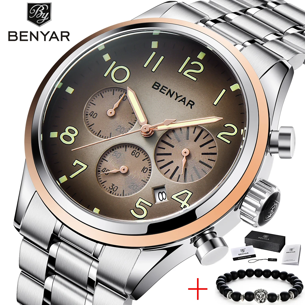 

BENYAR 2019 New Men Watch Business Full Steel Quartz Top Brand Luxury Casual Waterproof Sports Male Wristwatch Relogio Masculino