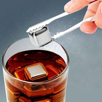 

500pcs/lot Quality 1x1x1inch Stainless Steel Whiskey Stones Ice Cubes Soapstone Chillers Stone Drink Party Gift Cool