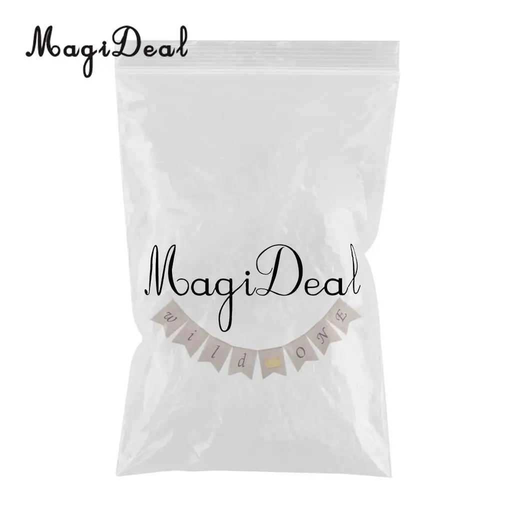 MagiDeal Vintage Burlap Wild One Banner with Crown 1st Birthday Baby Shower Party Garland Sign Cake Smash Wall Mantel Decor