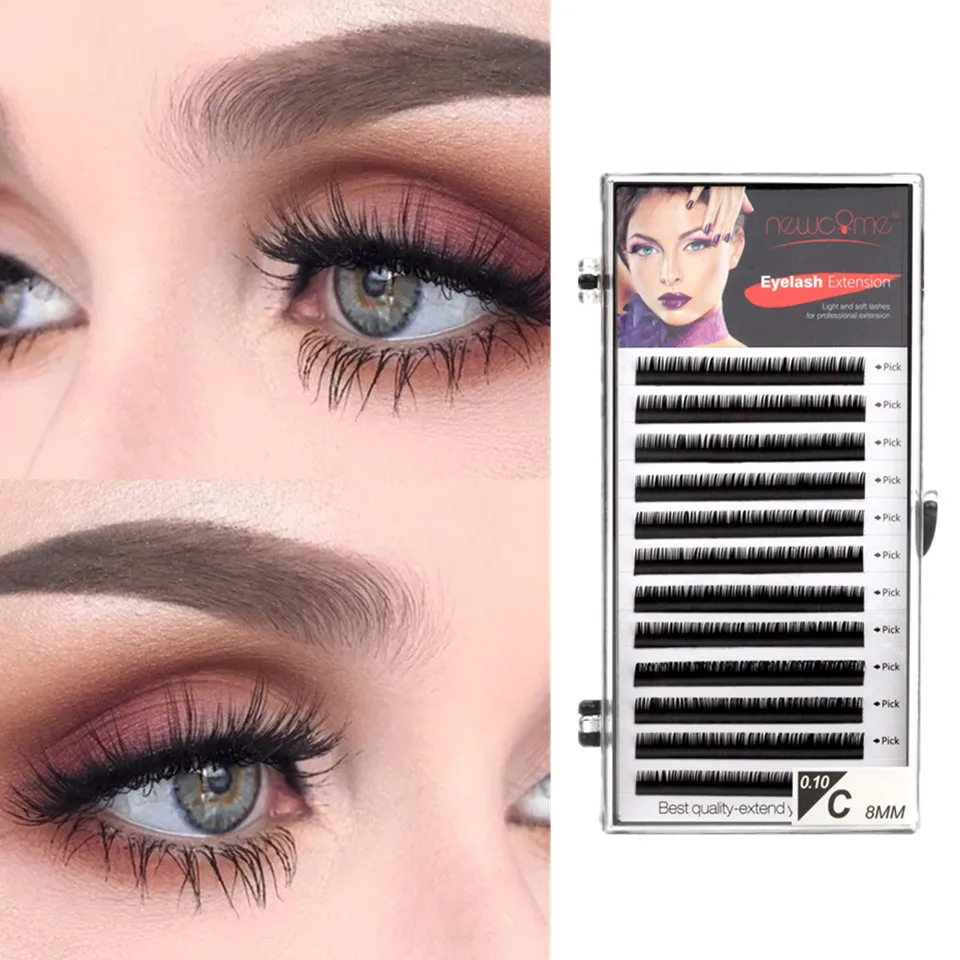 

NEWCOME Individual Eyelash Extension Premium Natural Soft False Eyelash Extensions Korea Silk Eye Lash Cilia Professional Makeup