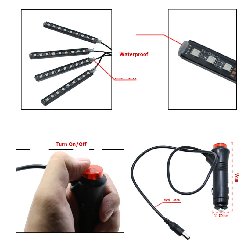  Car RGB LED Music Voice Sound Control Car Interior Decorative Atmosphere Auto RGB Pathway Floor Lig - 32841620815