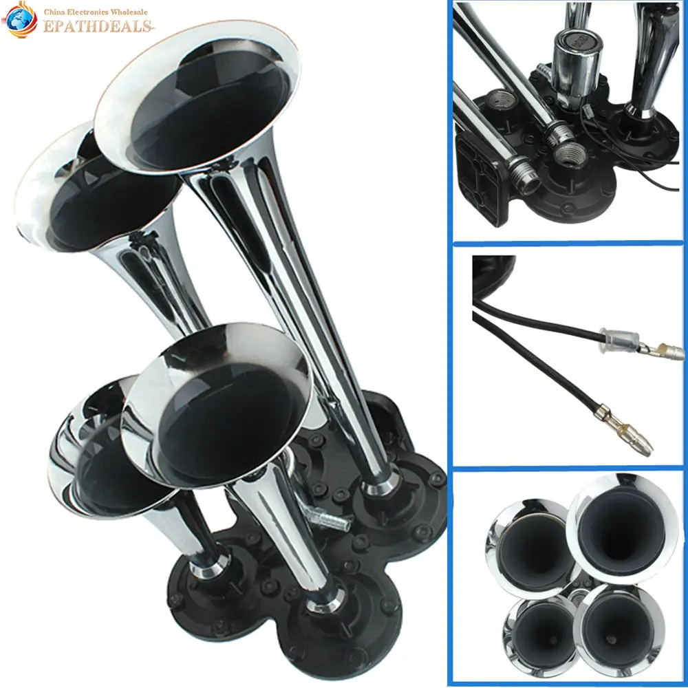 150.2db Super Loud Auto Car Horns Silver Chrome Plated Zinc Alloy 4