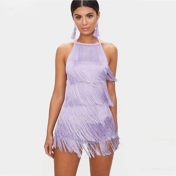 

2019 New Halter O Neck Tassel Bandage Playsuit Lace Up Backless Cold Shoulder Short Leg Sheath Sexy Bodycon Club Party Jumpsuit