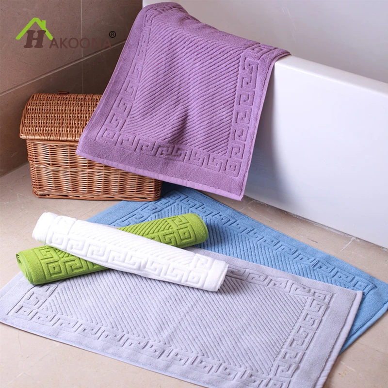 HAKOONA Bathroom Foot Towel 75x24cm Thin 340g Geometric Pattern 100 Cotton Super Absorbent Bath