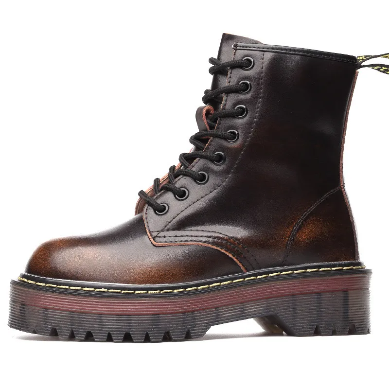 

Fashion Martin boots flat shoes ladies high heel thick leather boots with leather shoes Martin boots girls 34-40 Z7