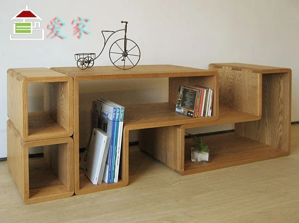 European style furniture/simple/modern/solid wood/white oak storage rack/bookshelf/flower shelf 2 colors