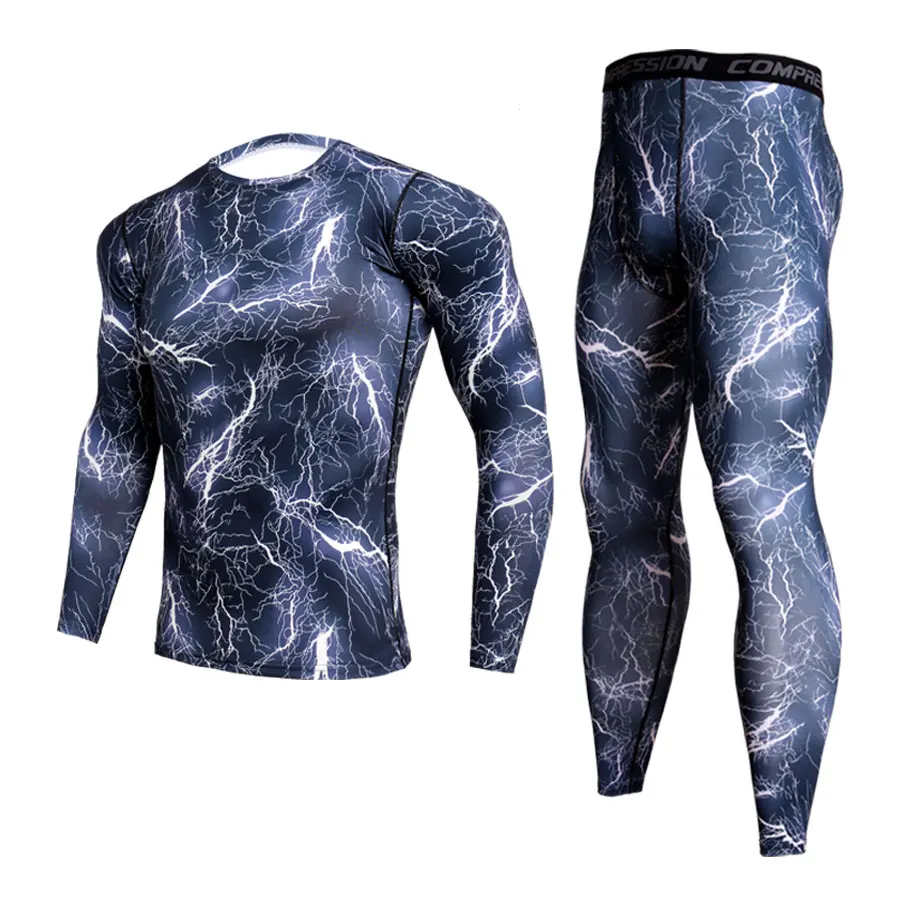 thermal underwear 3 Спортивное компрессионное белье одежда для бега Мужской спортивный костюм из 2 предметов для мужчин фитнес быстросохнущие колготки Рашгард Мужская Спортивная кофта - Цвет: thermal underwear 3