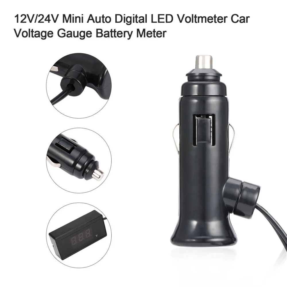 

Stylish Mini Digital Auto Car Battery Voltmeter Thermometer Voltage Meter Volt Tester Gauge Monitor External Temperature Sensor