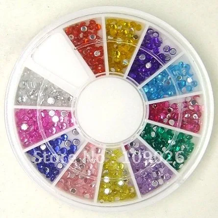 

Free shipping 12 colors 2.0mm round shape Nail art Acrylic Rhinestone