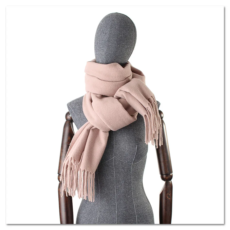 200 см* 70 см, Женские однотонные кашемировые шарфы с кисточками, женский зимний толстый теплый шарф, роскошная шаль высокого качества