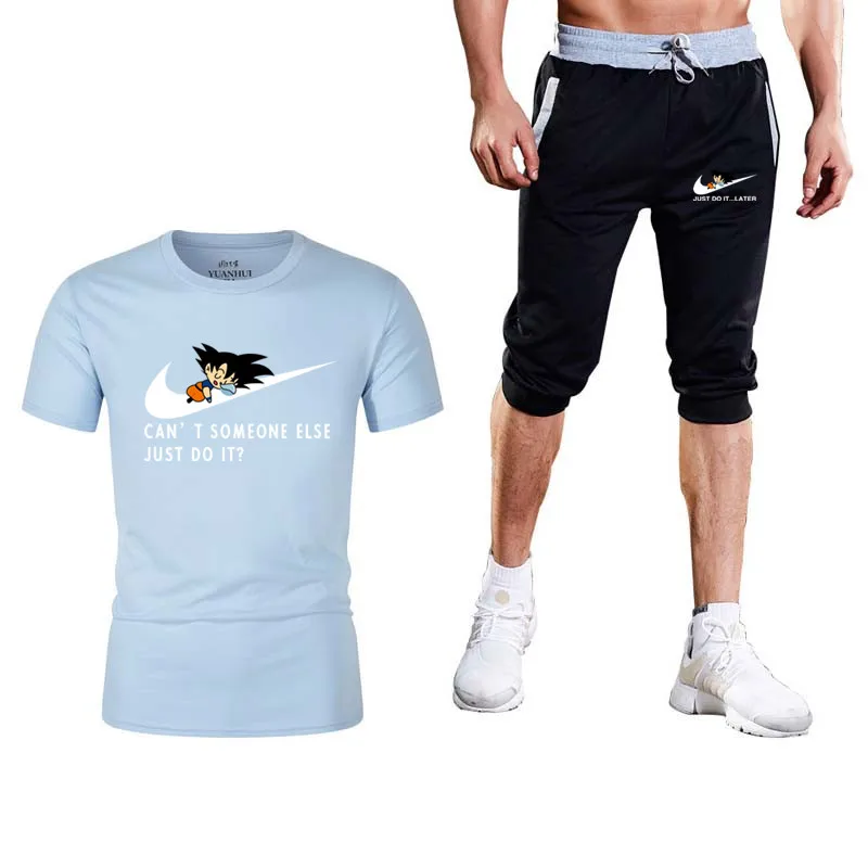Summer High quality Sets Dragon Ball Z Goku T-shirt+shorts men Brand clothing Two piece suit tracksuit Fashion Casual Tshirts