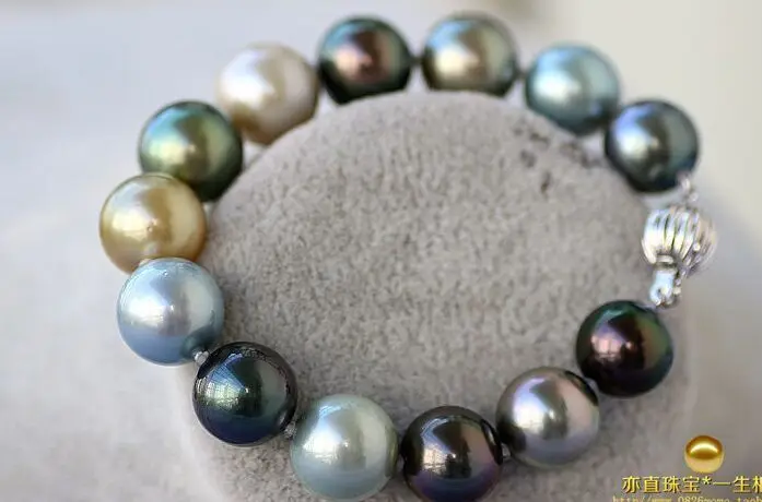 

Charming AAA 7.5-8"9-10mm genuine tahitian black gray pearl bracelet 28%