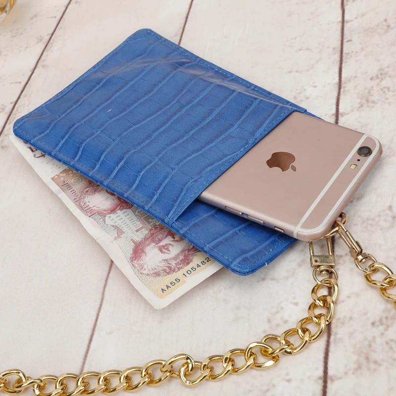 Genuine Leather Mobile Phone Card Holder Embossed Serpentine Leather Phone Wallet Python Leather Pouch With Lanyardr Phone Bag