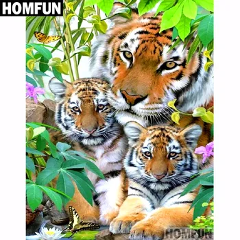 

HOMFUN Full Square/Round Drill 5D DIY Diamond Painting " Animal Tiger" 3D Embroidery Cross Stitch 5D Decor Gift A00554