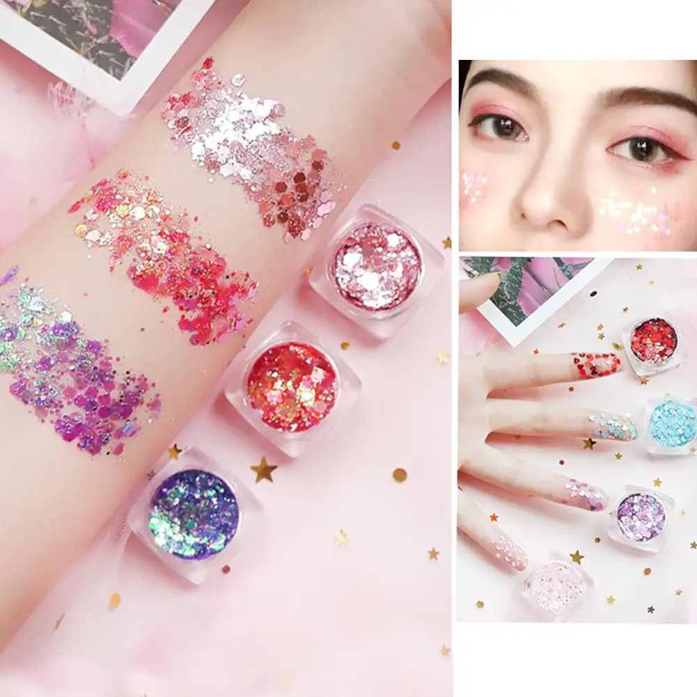 

BellyLady Cosmetic Glitter Sequins Eyeshadow Festival Star Moon Shimmer Paillettes Body Face Makeup Decoration