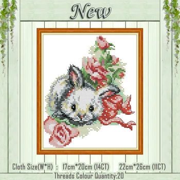 

little rabbit in the flower diy painting counted printed on the canvas DMC 11CT 14CT kits Cross Stitch Embroidery needlework Set