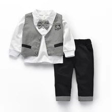 Boy Suits Formal Gentleman Suits Long Sleeve Boys Plaid Vest Suit Brand Kids Lapal Cotton Shirt +vest+pant 3 Pieces Clothing Set Boy Suits Formal Gentleman Suits Long Sleeve Boys Plaid Vest Suit Brand Kids Lapal Cotton Shirt +vest+pant 3 Pieces Clothing Set