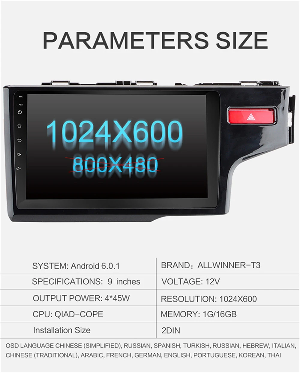 Excellent Android Car Radio for HONDA  Fit JAZZ (pignt)1024*600 Quad Core wifi Bluetooth video audio Multimedia 2 din car dvd player 13