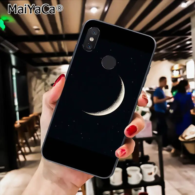 MaiYaCa черный с белой Луной и звездами космический астронавт PhoneCase для Xiaomi Redmi8 4X 6A S2 7A 6A Redmi 5 5Plus Note5 7 Note8Pro