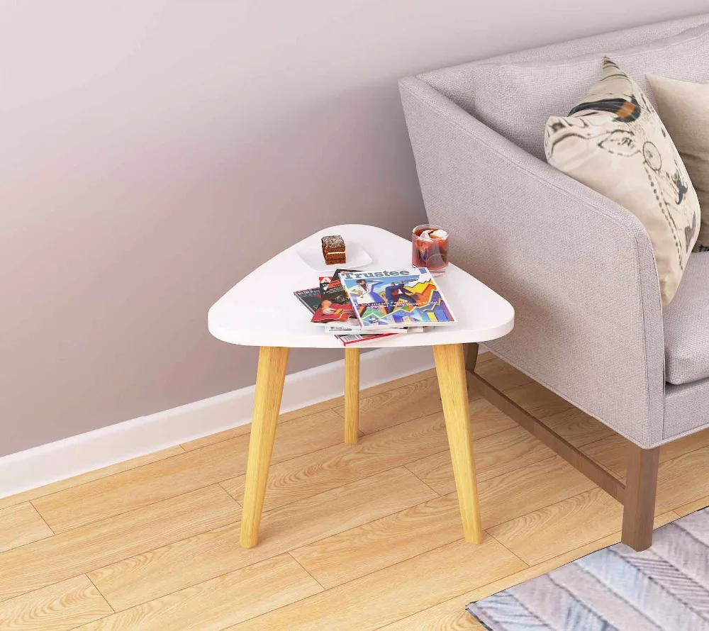 Nordic style Solid wood tea table Simple sofa side table Living room Bedroom Round Triangle small tea table Household Furniture