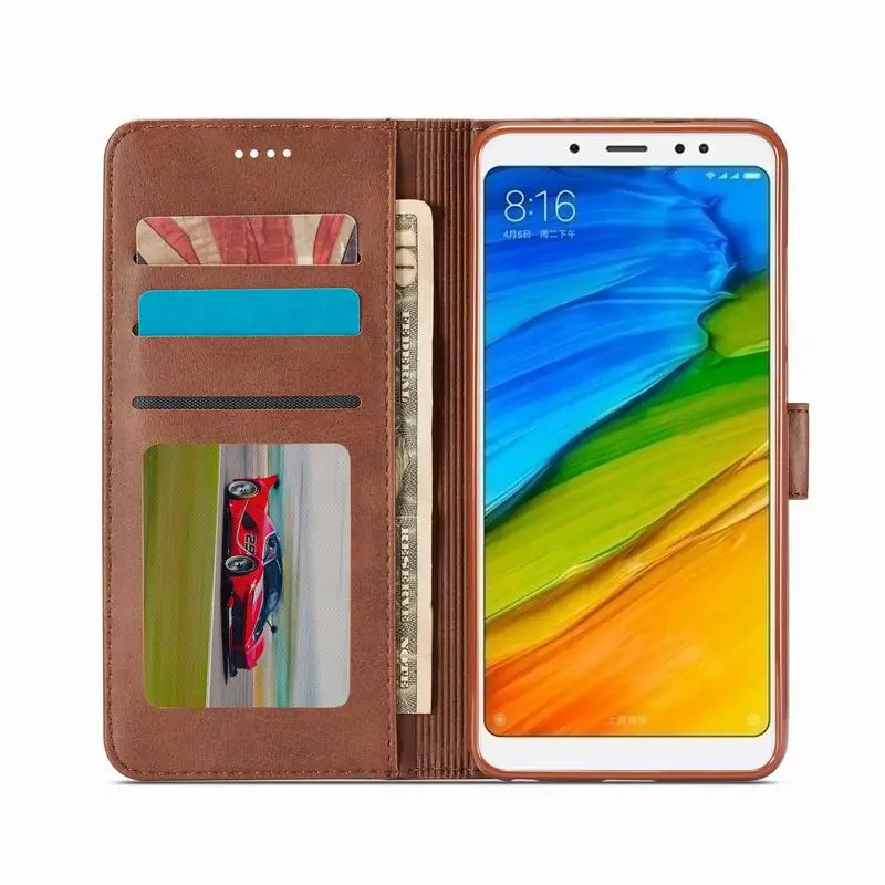 Чехлы для Xiaomi Redmi Note 5 Pro чехол роскошный Магнитный Флип винтажный кошелек кожаные
