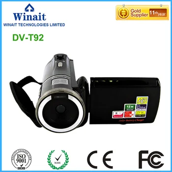

Dual solar charging digital video camera HDV-T92 720p hd 30fps HDMI out face and smile detection video camcorder