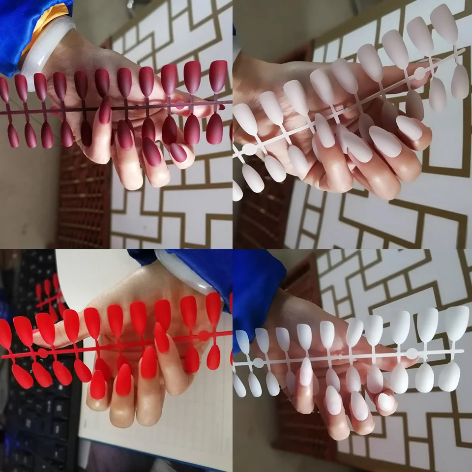 

Matte burgundy Coffin False nails Gray Pure Blue Designs Nude 24pcs purple Full Nail Tips Pink Ballerinas red fake nail black