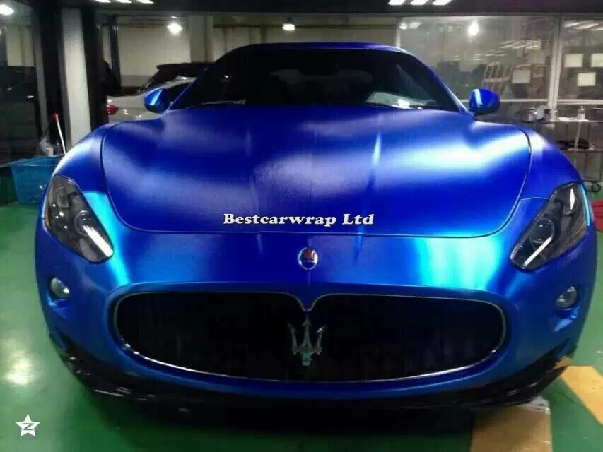 

Premium matt Brushed Chrome Blue Vinyl Wrap Film Full Car Body Wrap Metallic Blue Brushed PROTWRAPS Sticker:1.52*20M/Roll